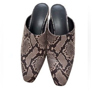 Vince Baxley Snake Embossed Leather Mules